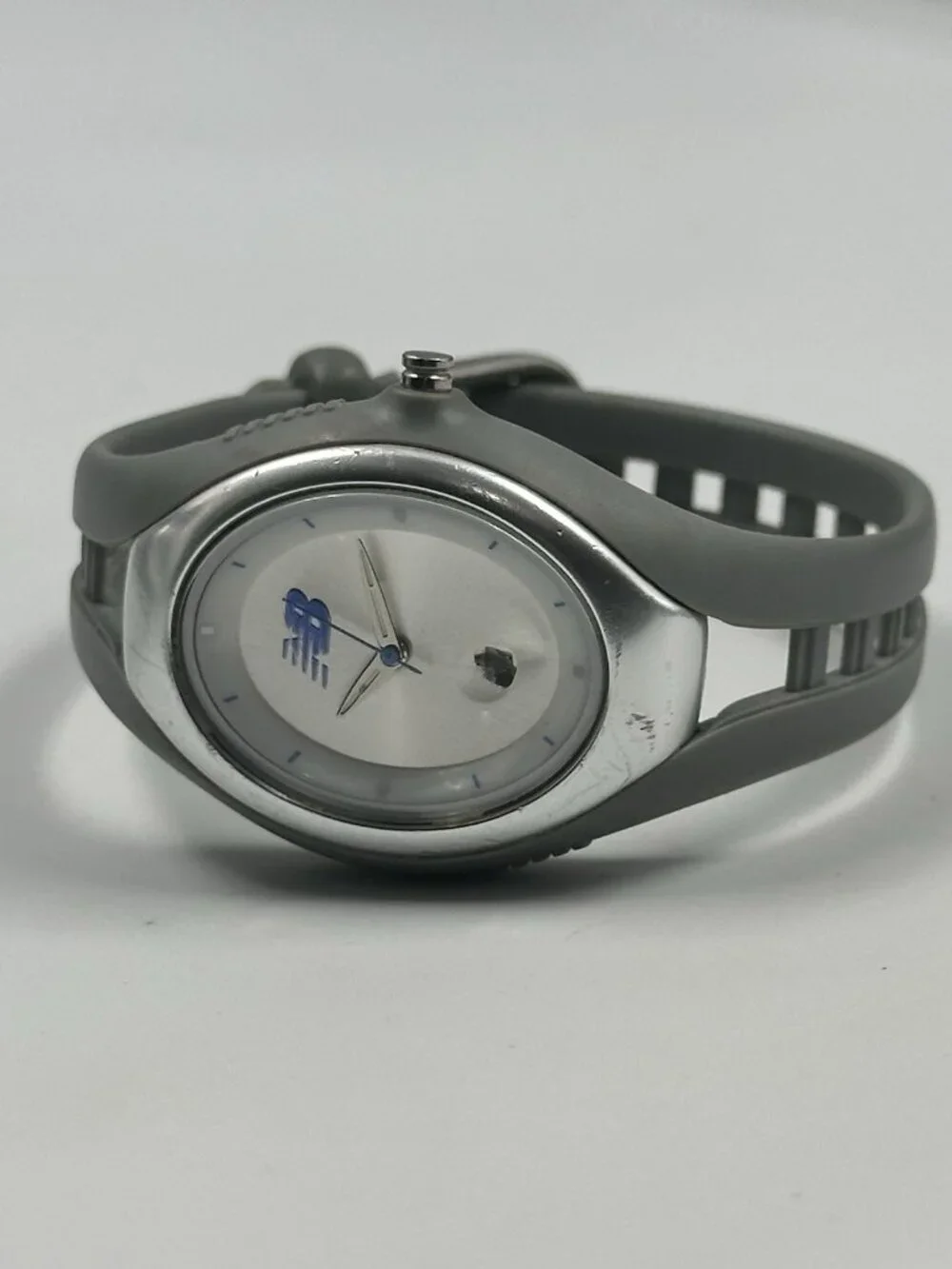 New Balance Watch Womens Silver Tone Oval Dial Date Window New Battery